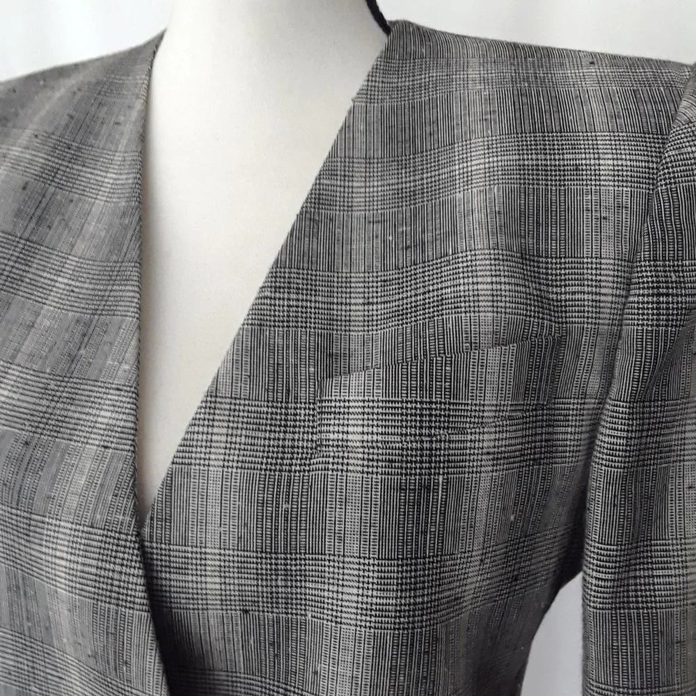 Vintage 1990s Petite Sophisticate Black & Pink Glen Check Blazer - Picture 10 of 16